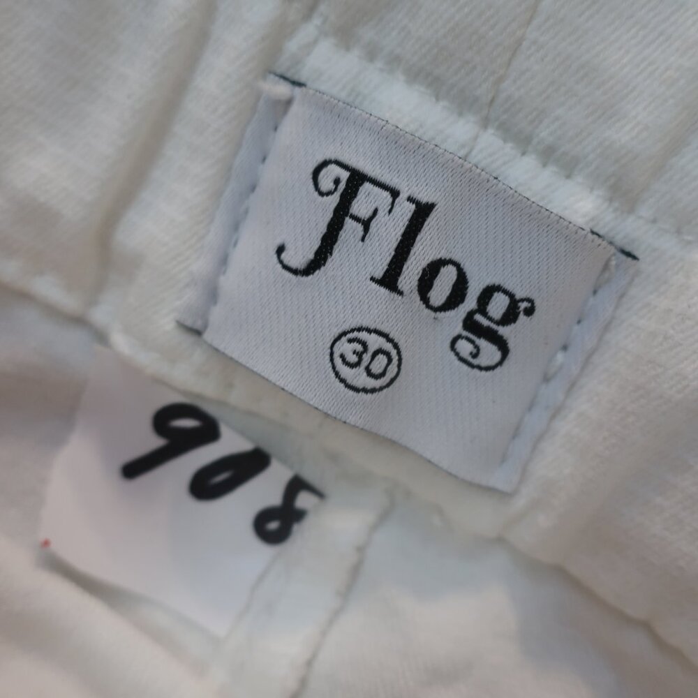 Womens Bevy Flog White (Item- 908) Elastic Waist Drawstring Pull-On Pants 30 - Picture 7 of 8